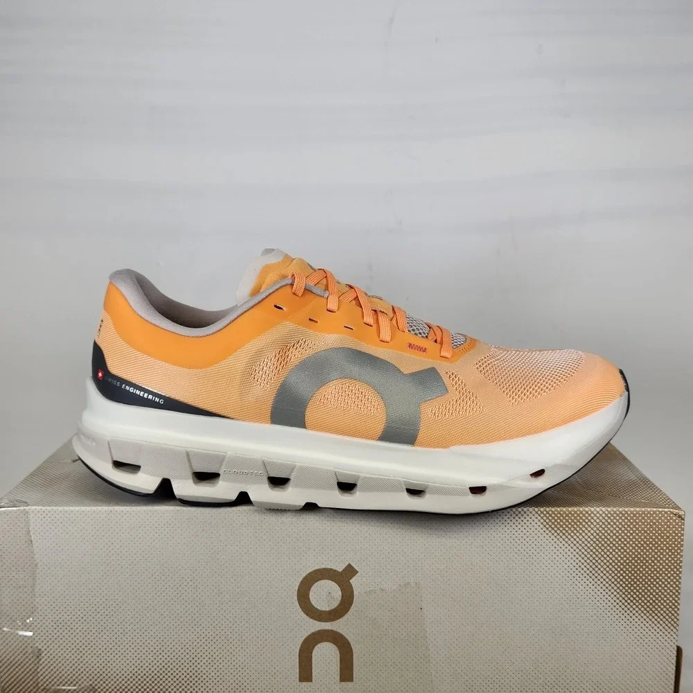 On Cloudflow 5 Running Shoes Women Size 8 Tangerine Silver Lightweight Athletic